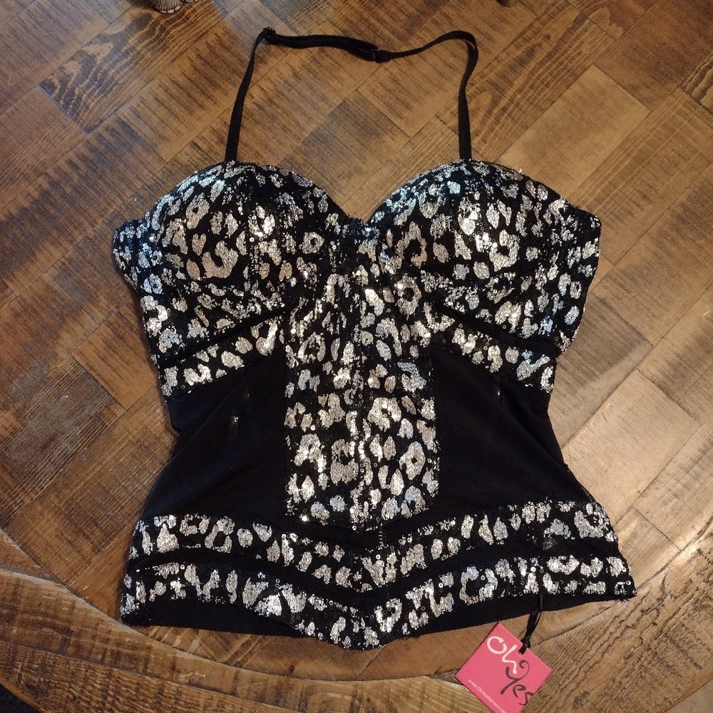 NEW OHYES Black & Silver Corset Top